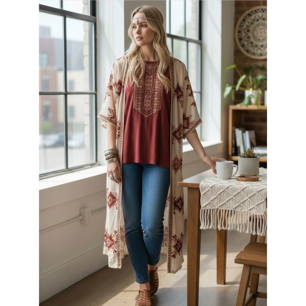 Anthropologie Feather Bone Embroidered Studded Boho Tank Top S